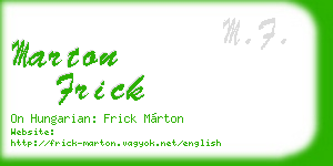 marton frick business card